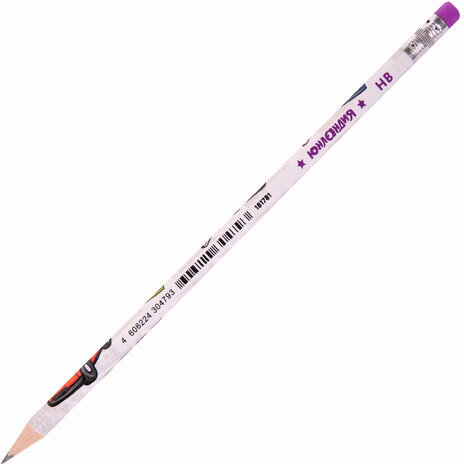 Карандаш чернографитный ЮНЛАНДИЯ "МАШИНКИ", 1 шт., HB, с ластиком, корпус с печатью, 181781