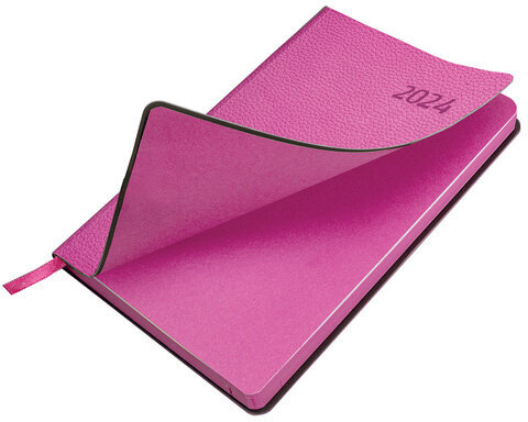 Ежедневник датированный 2024 А5 138x213 мм BRAUBERG "Stylish", под кожу, гибкий, розовый, 114891