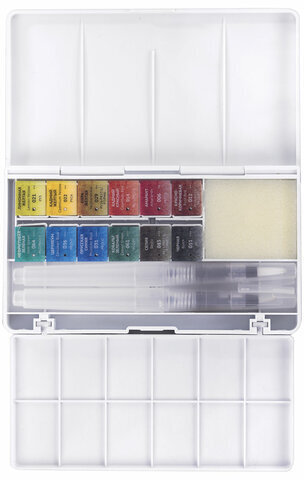 Акварель художественная кюветы НАБОР 12 цветов по 3,5 г, пластиковый кейс, BRAUBERG ART CLASSIC, 191768