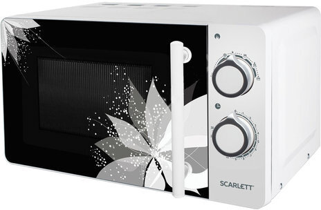 Микроволновая печь SCARLETT SC-MW9020S06M, объем 20 л, 700 Вт, механическое управление, таймер, гриль, белая
