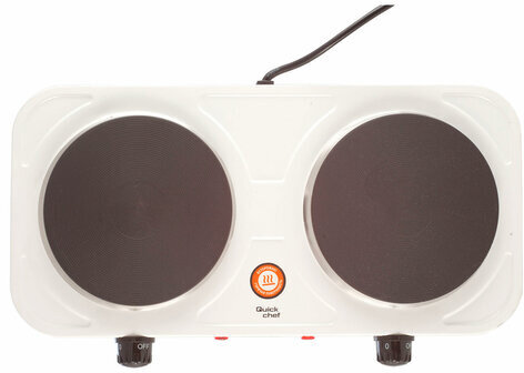 Настольная электрическая плита CENTEK CT-1507, 2000 Вт, 2 конфорки, 5 режимов нагрева, белая