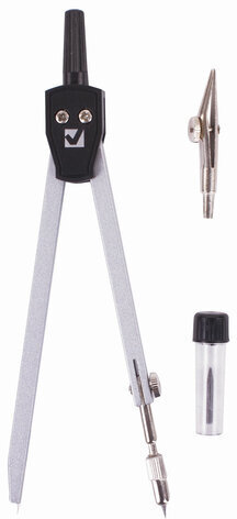 Готовальня BRAUBERG "Architect", 3 предмета: циркуль 135 мм, рейсфедерная вставка, грифель, 210331