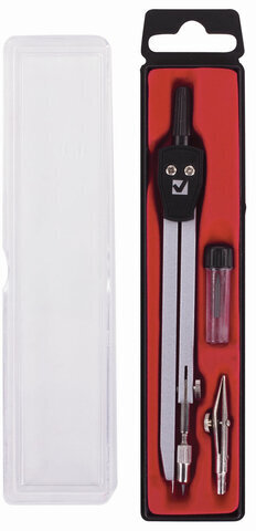 Готовальня BRAUBERG "Architect", 3 предмета: циркуль 135 мм, рейсфедерная вставка, грифель, 210331