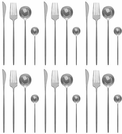 Набор столовых приборов UNIQUE 24 шт., 6 персон, серебристый, нержавеющая сталь, DASWERK, 609072