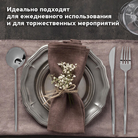 Набор столовых приборов UNIQUE 24 шт., 6 персон, серебристый, нержавеющая сталь, DASWERK, 609072