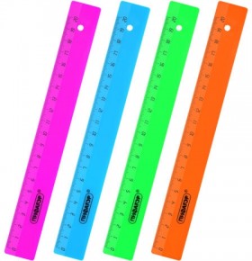 Линейка пластиковая 20 см ПИФАГОР, непрозрачная, неоновая, ассорти, 210788
