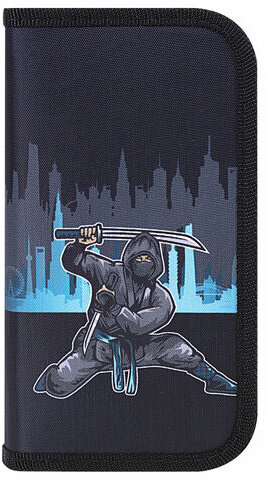 Пенал ЮНЛАНДИЯ, 2 отделения, полиэстер, 19х11 см, "Black Ninja", 271541