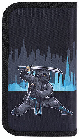 Пенал ЮНЛАНДИЯ, 2 отделения, полиэстер, 19х11 см, "Black Ninja", 271541
