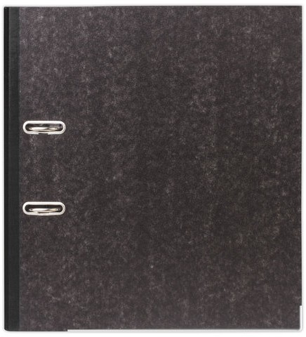 Папка-регистратор ОФИСНАЯ ПЛАНЕТА, усиленный корешок, мраморное покрытие, 80 мм, с уголком, черная, 221997