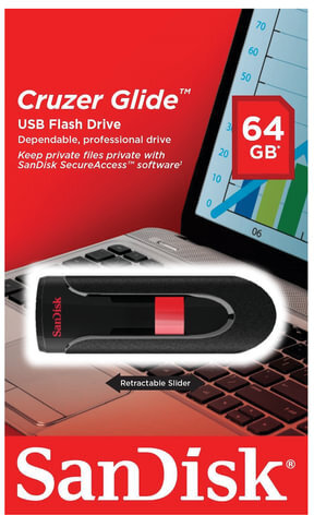 Флеш-диск 64 GB, SANDISK Cruzer Glide, USB 2.0, черный, SDCZ60-064G-B35