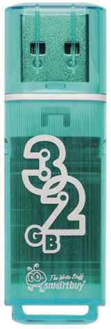 Флеш-диск 32 GB, SMARTBUY Glossy, USB 2.0, зеленый, SB32GBGS-G