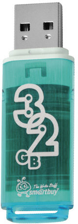 Флеш-диск 32 GB, SMARTBUY Glossy, USB 2.0, зеленый, SB32GBGS-G