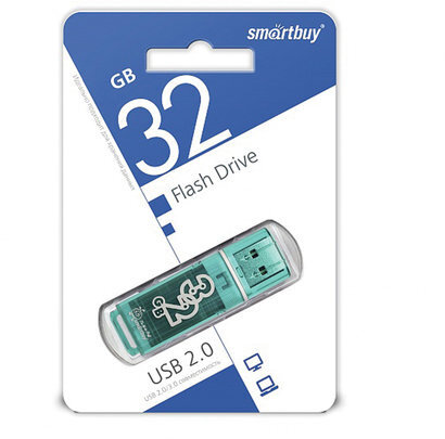Флеш-диск 32 GB, SMARTBUY Glossy, USB 2.0, зеленый, SB32GBGS-G