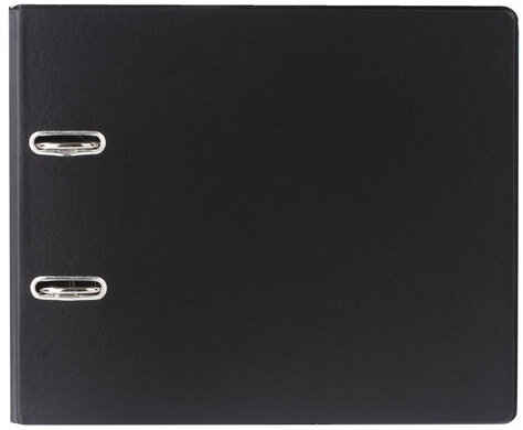 Папка-регистратор МАЛЫЙ ФОРМАТ (148х210 мм), А5, 70 мм, ГОРИЗОНТАЛЬНАЯ, двухстороннее покрытие, ПВХ, черная, BRAUBERG, 223190