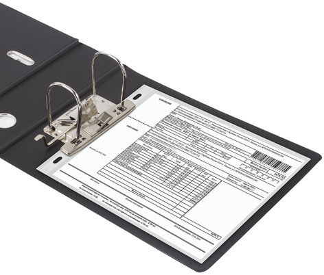 Папка-регистратор МАЛЫЙ ФОРМАТ (148х210 мм), А5, 70 мм, ГОРИЗОНТАЛЬНАЯ, двухстороннее покрытие, ПВХ, черная, BRAUBERG, 223190