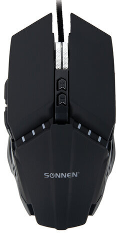 Мышь проводная игровая SONNEN Z5, металл/пластик, 7 кнопок, 800-3200 dpi, RGB-подсветка, черная, 513521