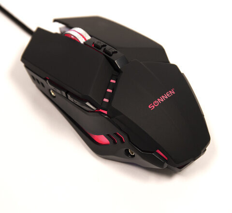 Мышь проводная игровая SONNEN Z5, металл/пластик, 7 кнопок, 800-3200 dpi, RGB-подсветка, черная, 513521
