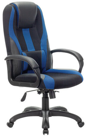 Кресло компьютерное BRABIX PREMIUM &quot;Rapid GM-102&quot;, НАГРУЗКА 180 кг, экокожа/ткань, черное/синее, 532106