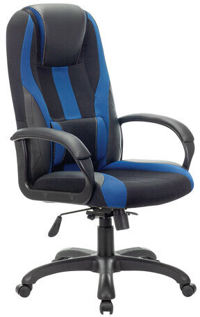 Кресло компьютерное BRABIX PREMIUM "Rapid GM-102", НАГРУЗКА 180 кг, экокожа/ткань, черное/синее, 532106