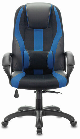 Кресло компьютерное BRABIX PREMIUM "Rapid GM-102", НАГРУЗКА 180 кг, экокожа/ткань, черное/синее, 532106