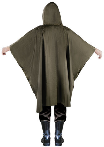 Дождевик пончо хаки на кнопках многоразовый с ПВХ покрытием и мешком для хранения ГРАНДМАСТЕР, 610882