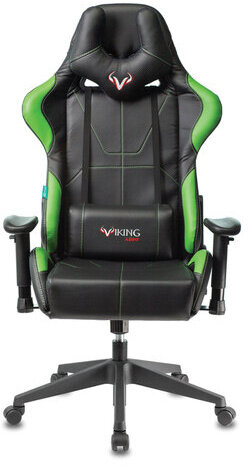 Кресло компьютерное Zombie VIKING 5 AERO, 2 подушки, экокожа, черное/зеленое, 1359298