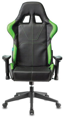 Кресло компьютерное Zombie VIKING 5 AERO, 2 подушки, экокожа, черное/зеленое, 1359298