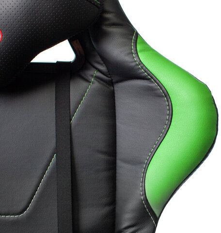 Кресло компьютерное Zombie VIKING 5 AERO, 2 подушки, экокожа, черное/зеленое, 1359298