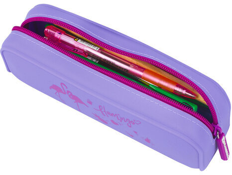 Пенал-косметичка BRAUBERG, силикон, "Flamingo", 20х5х6 см, 229030