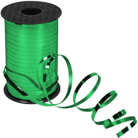 Лента упаковочная декоративная для шаров и подарков, металлик, 5 мм х 250 м, зеленая, ЗОЛОТАЯ СКАЗКА, 591819