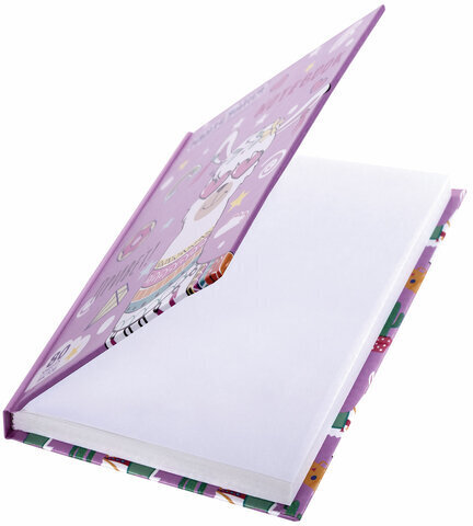 Блокнот МАЛЫЙ ФОРМАТ 110х147 мм А6, 80 л., твердый, клетка, ЮНЛАНДИЯ, "Лама", 111619