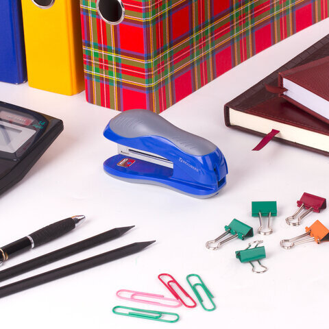 Степлер №10 BRAUBERG "JET", до 15 листов, эргономичный, сине-серый, 229687