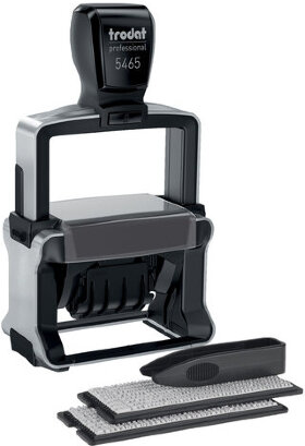 Датер самонаборный металлический, 4 строки+дата, оттиск 56х33 мм, сине-красный, TRODAT 5465, кассы в комплекте