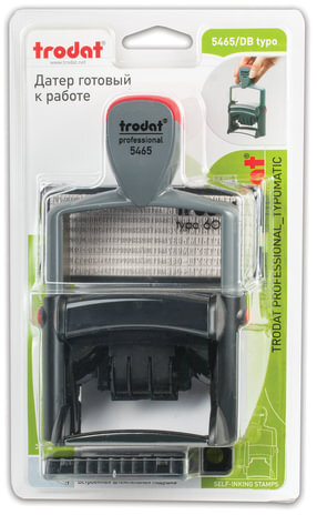 Датер самонаборный металлический, 4 строки+дата, оттиск 56х33 мм, сине-красный, TRODAT 5465, кассы в комплекте