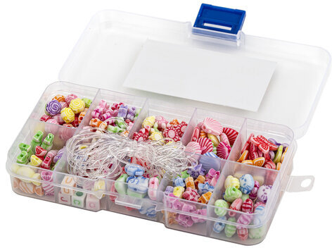 Набор BEADS SET для творчества, рукоделия и создания украшений, 200 бусин, 10 видов, цвет пастель, нить, BRAUBERG KIDS, 664693