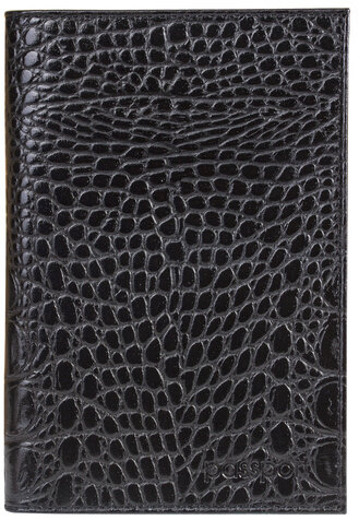 Обложка для паспорта BEFLER "Кайман", натуральная кожа, тиснение "крокодил", черная, O.1.-13