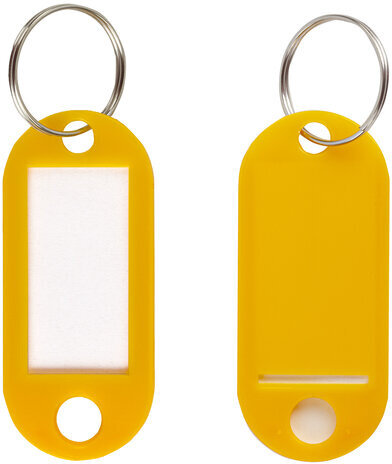Бирки для ключей КОМПЛЕКТ 50 ШТ., длина 50 мм, инфо-окно 30х15 мм, ЖЕЛТЫЕ, STAFF, 237492, 88