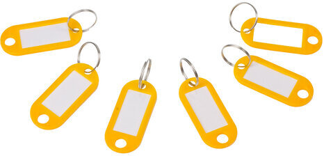 Бирки для ключей КОМПЛЕКТ 50 ШТ., длина 50 мм, инфо-окно 30х15 мм, ЖЕЛТЫЕ, STAFF, 237492, 88