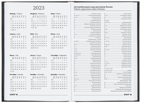 Ежедневник датированный на 2023 (145х215 мм), А5, STAFF, обложка бумвинил, черный, 114189