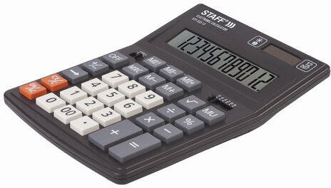 Калькулятор настольный STAFF PLUS STF-333 (200x154 мм), 12 разрядов, двойное питание, 250415