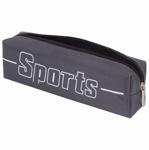 Пенал BRAUBERG, 1 отделение, полиэстер, "Sport", серый, 19х4х6 см, 270268