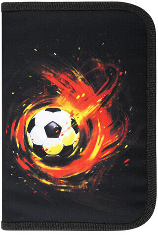 Пенал BRAUBERG с наполнением, 1 отделение, 1 откидная планка, 24 предмета, полиэстер, 21х14 см, "Fireball", 270723