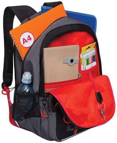 Рюкзак GRIZZLY школьный, анатомическая спинка, 2 отделения, для мальчиков, "LIDER", 39х28х19 см, RB-254-2/2