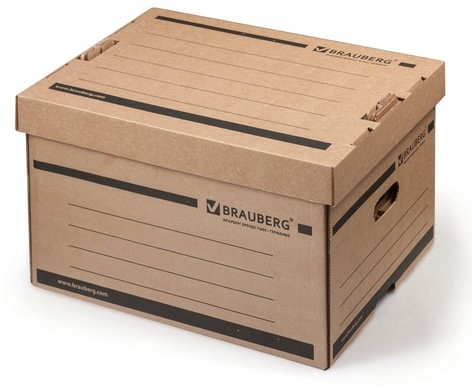 Короб архивный (405х330х265 мм), надстраиваемый, с крышкой, гофрокартон, BRAUBERG, 126521