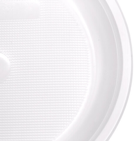 Одноразовые тарелки десертные, КОМПЛЕКТ 100 шт., пластик, d=165 мм, СТАНДАРТ, белые, ПП, холодное/горячее, LAIMA, 607388