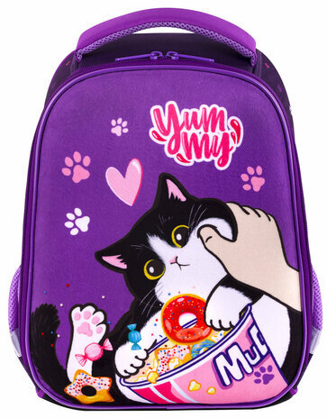 Ранец BRAUBERG KIDS START, 1 отделение, 2 кармана, "Sweet cheeks", велюровая панель, 35х26х13см, 272093