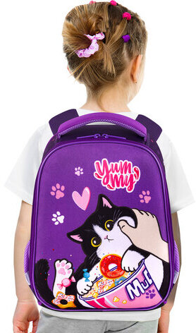 Ранец BRAUBERG KIDS START, 1 отделение, 2 кармана, "Sweet cheeks", велюровая панель, 35х26х13см, 272093