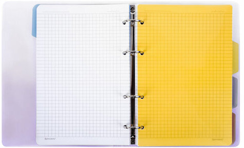 Тетрадь на кольцах А5 175х220 мм, 120 л., пластик, с разделителями, BRAUBERG, Фиолетовый, 404627