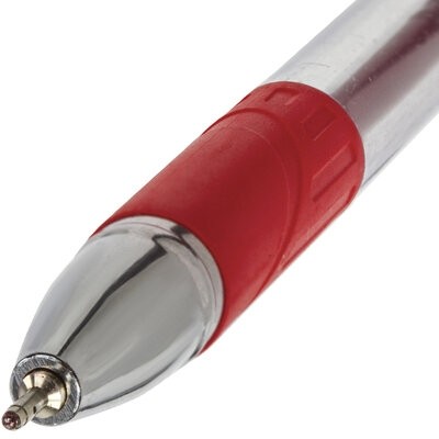 Ручка шариковая масляная с грипом BRAUBERG "Max-Oil", КРАСНАЯ, игольчатый узел 0,7 мм, линия письма 0,35 мм, 142143