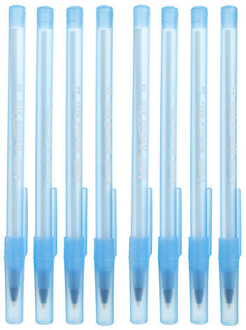 Ручки шариковые BIC "Round Stic", НАБОР 8 шт., СИНИЕ, узел 1 мм, линия письма 0,32 мм, пакет, 928497